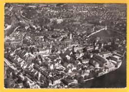 ca 1950 Luftaufnahme Schaffhausen mit Bahnhof+Quartier