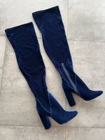 Aldo Stylish Blue Velvet Thigh High Boots, Size 39, Like New