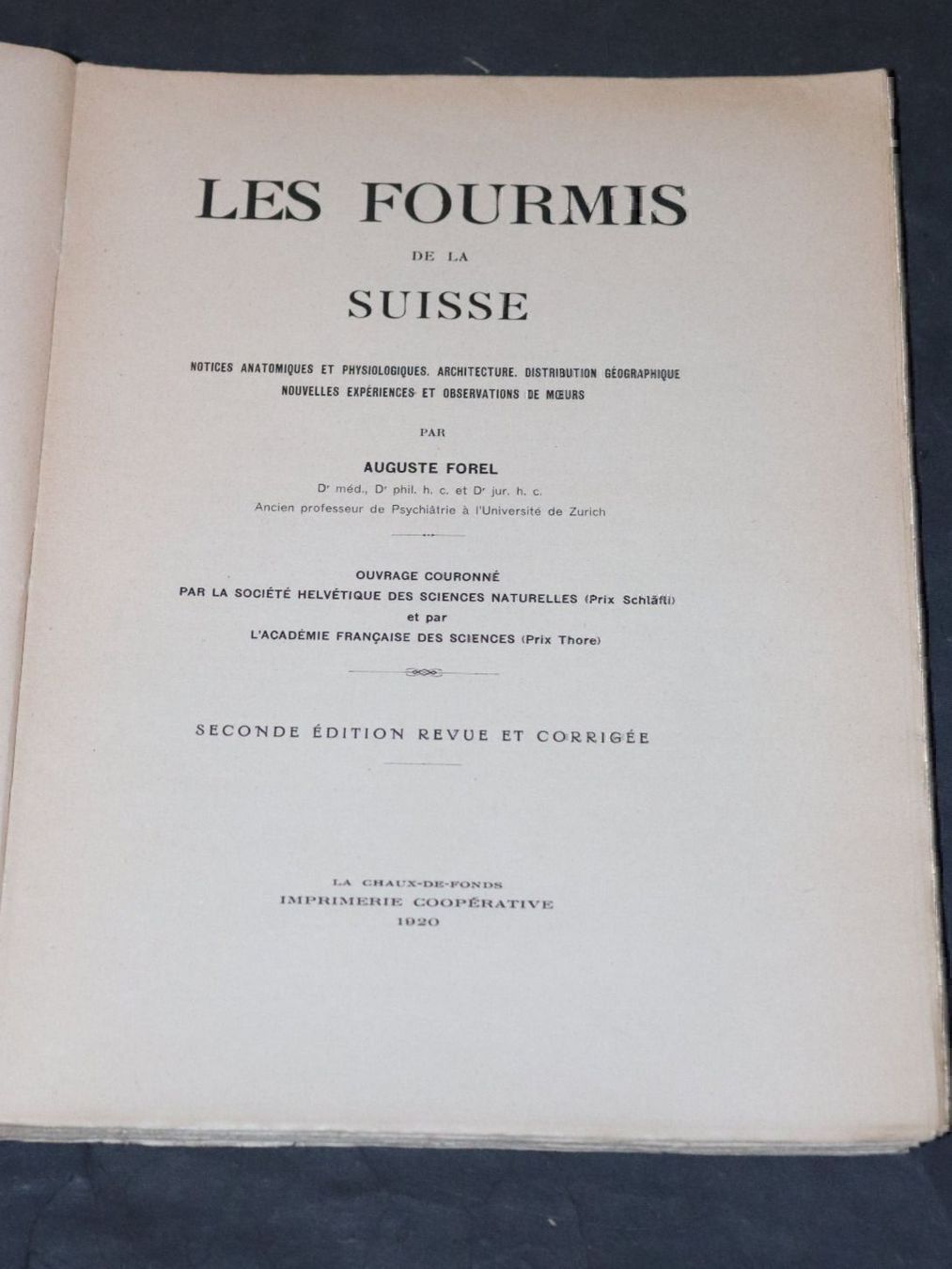 Libri: DR.FOREL,LES FOURMIS DE LA SUISSE,1920 – Usato da Guensberg venduto da Herzaktion 1