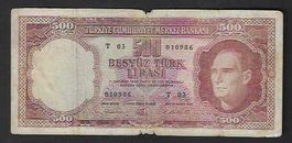 Türkei  500  Lira  Gegraucht