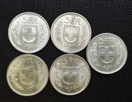 5x 5Fr. 1967 835/1000 Silber, 15gr.