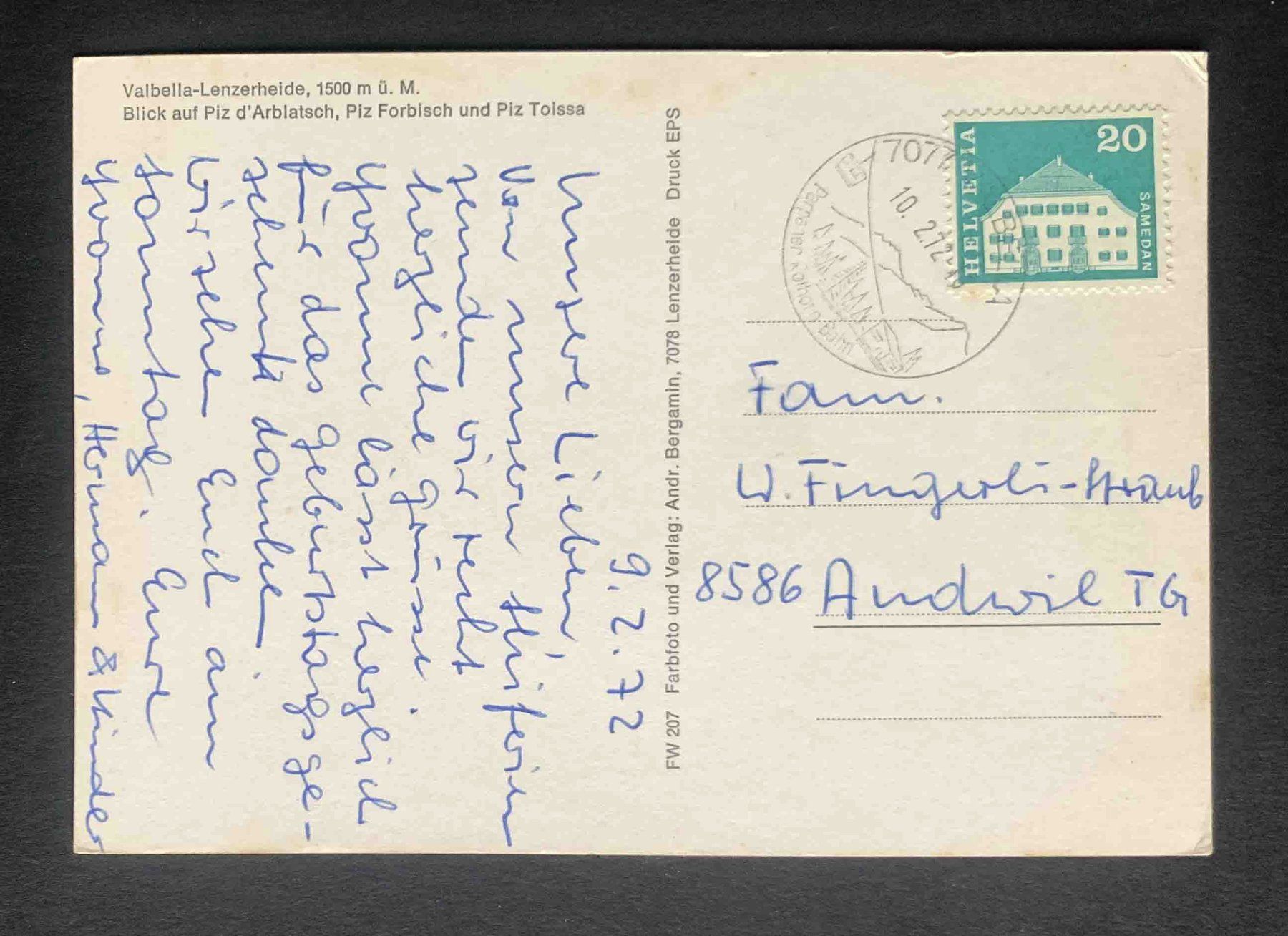 Cartoline postali: AK Valbella Lenzerheide – Usato da Goldau venduto da artelier1 1