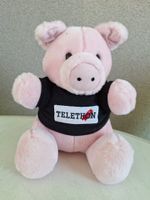 Peluches du Téléthon, cochon rose non joué, selon photo
