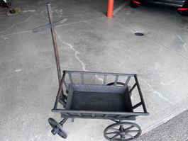 Rustikaler Holz Handwagen Bollerwagen Deko Garten