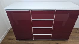Möbel Pfister Sideboard rot/weiss 2 Türen & 4 Schubladen 