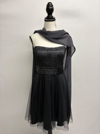Vera Mont Cocktailkleid 36 grau Tüll kurz ärmellos