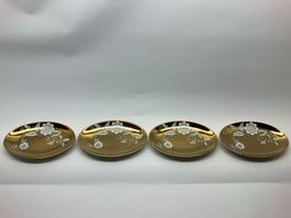 Fondue-Set mit Golddekor – 4 Teller, Schale und Rechaud