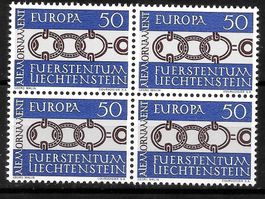 Liechtenstein Viererblock 389 ** Europa 31.8.1965