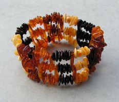 ♥ ARMBAND / Baltischer Bernstein / MULTICOLOR / DREIREIHIG