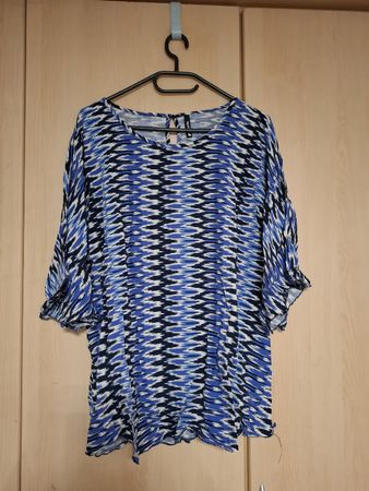 Blusenshirt Gr. 44, Chicorée, mittelblau-schwarz