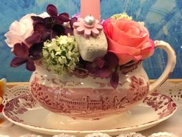 Shabbydeko Blumen Gesteck Saussiere Royal Worcester Geschir
