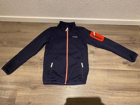 Jacke 46 N Kinder Fleece dunkelblau mit rot und weiss