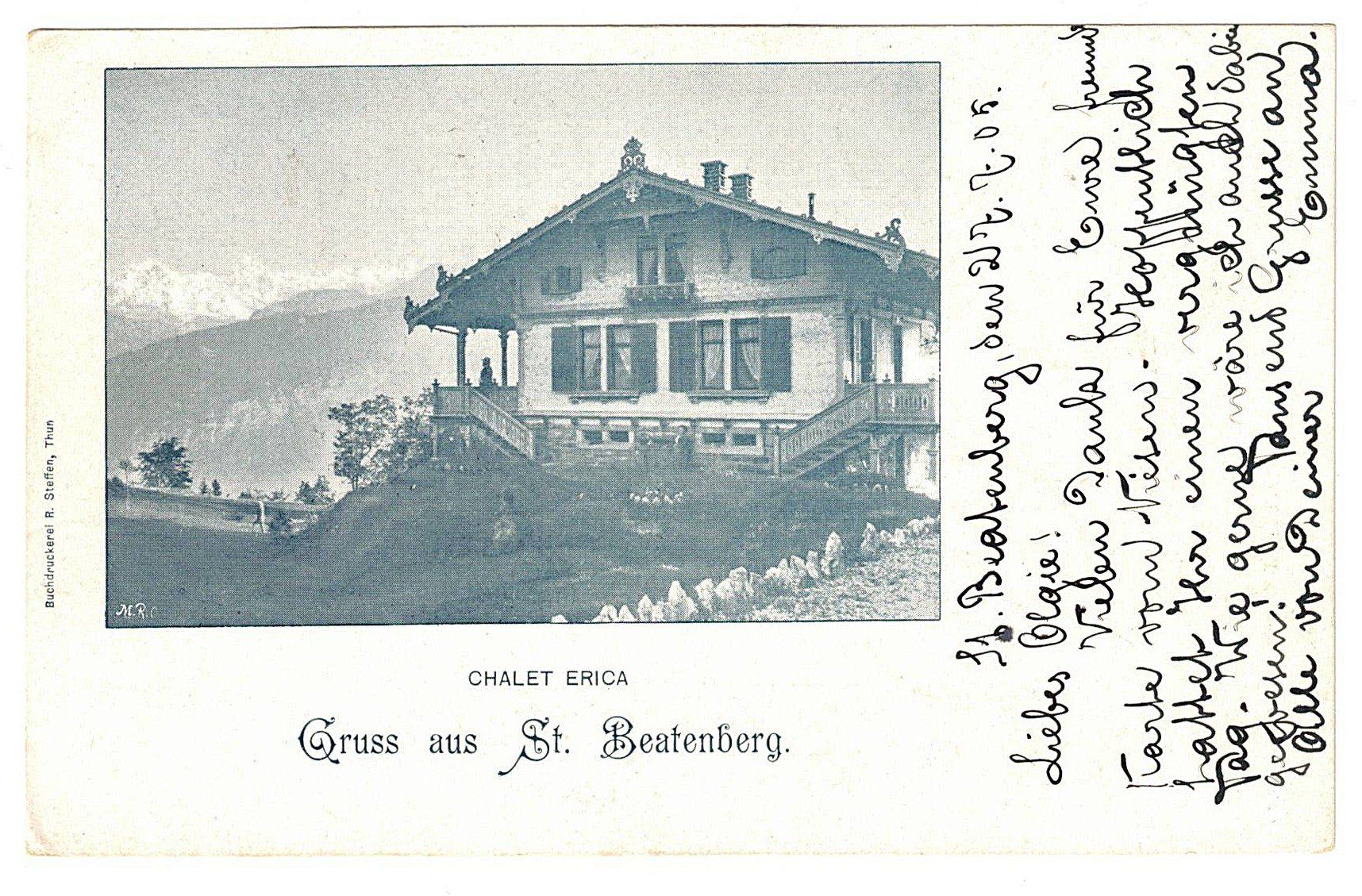 Cartoline postali: Ansichtskarte Chaelt Erika, Beatenberg - gelaufen 1905 – Usato da Gossau ZH venduto da granby