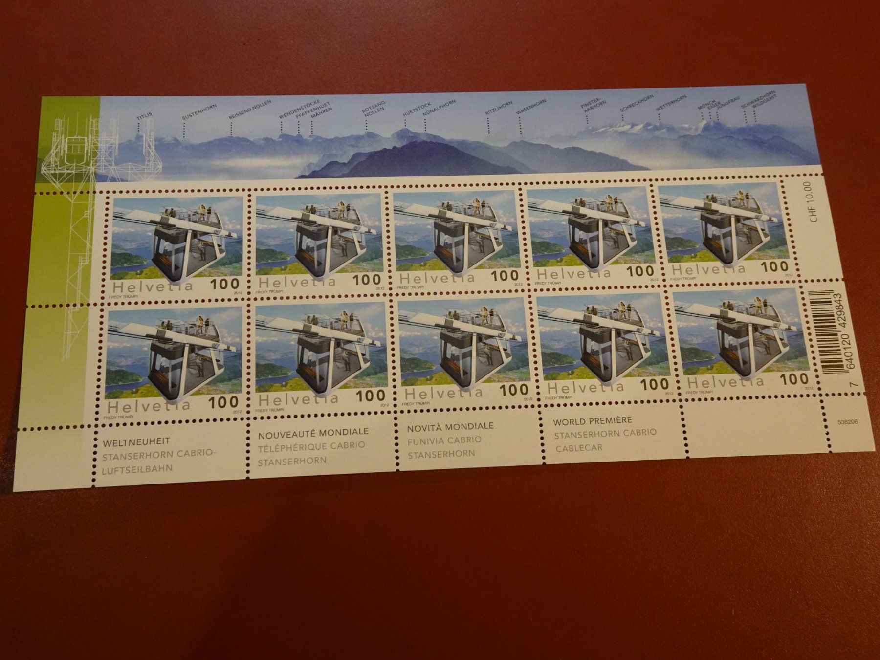 Alle Briefmarken: 2012, KLEINBOGEN STANSERHORN, POSTFRISCH – Neu (gemäss Beschreibung) aus Eschenbach SG von eDaisy