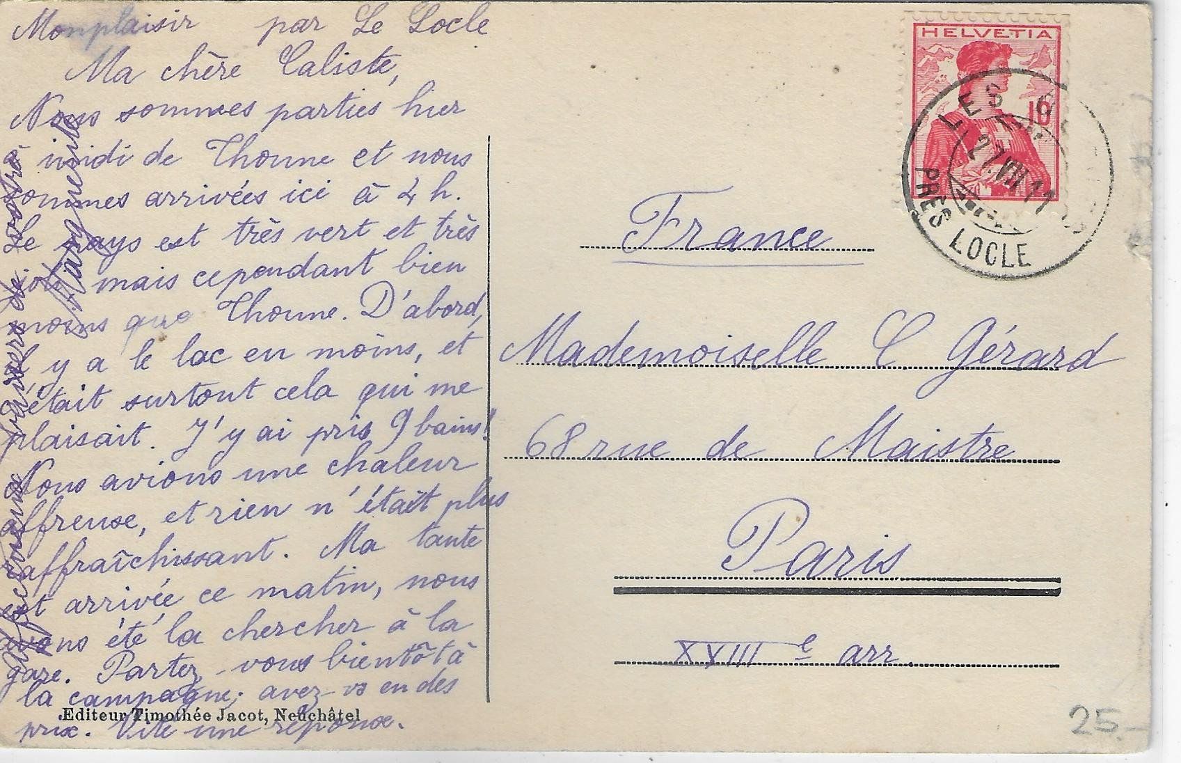 Cartoline postali: Monplaisir - Les Queues sur le Locle – Usato da Ettingen venduto da Kartenplanet 1