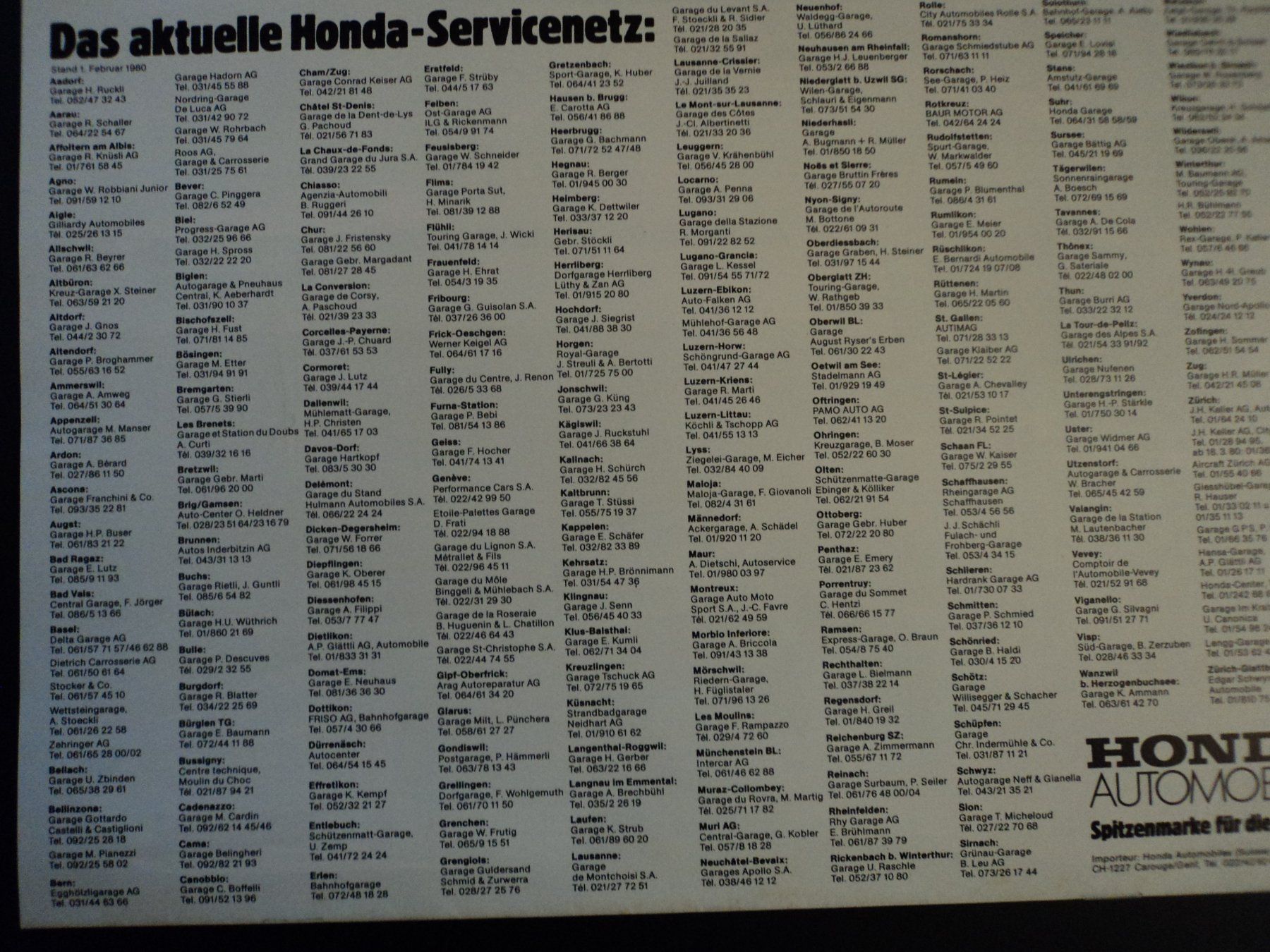 Honda Documenti: Prospekt Honda Programm 1979 – Usato da Schwarzenburg venduto da modelCARama 6