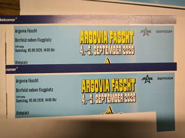 2 Argovia Fäscht Tickets zusammen f. 4.+5. Sept. 26