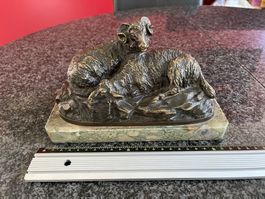 Bronzeskulptur "Liegende Schafe" signiert "H.Bonheur"
