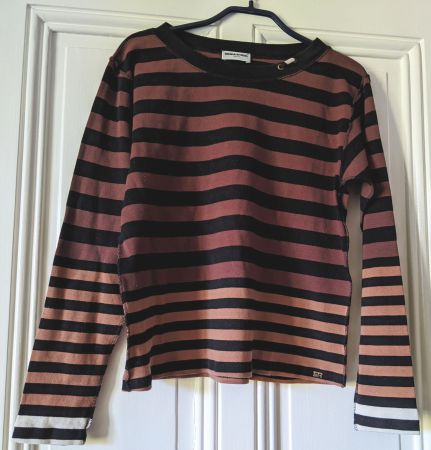SONIA RYKIEL : Pull-sweat rayé noir-brun S