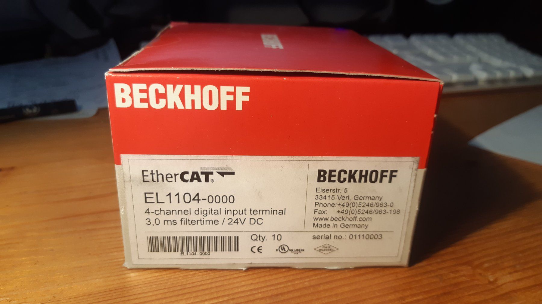 Beckhoff Componenti elettronici: 10er Pack Beckhoff EL1104 Busklemme, 4-Kanal-Digital-Eingang – Nuovo e nell'imballaggio originale da Oey venduto da Parkplatzbrocki