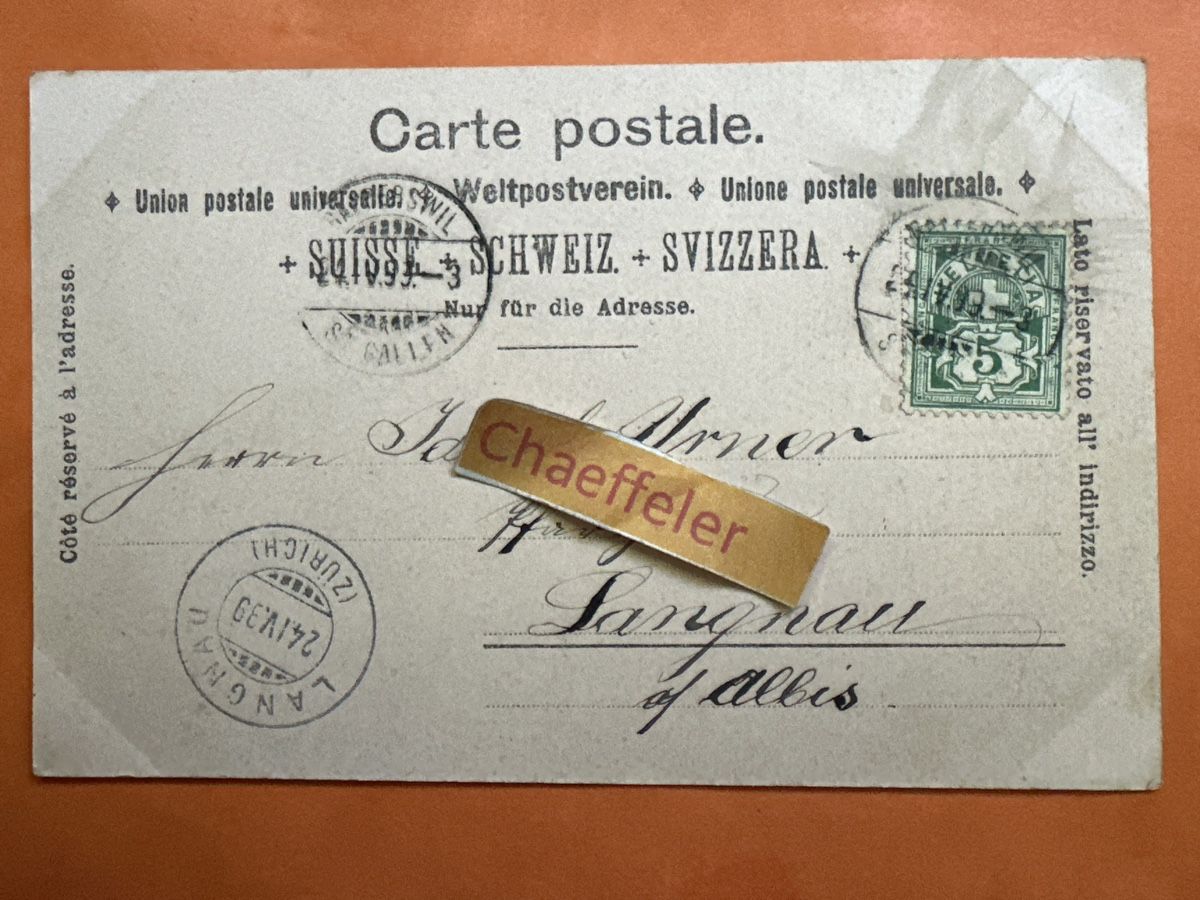 Cartes postales: 1899 gruss aus Rapperswil  – D'occasion à Zürich par Chaeffeler 1