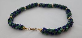 Edelstein-Splitterkette aus Malachit & Lapislazuli – Vintage