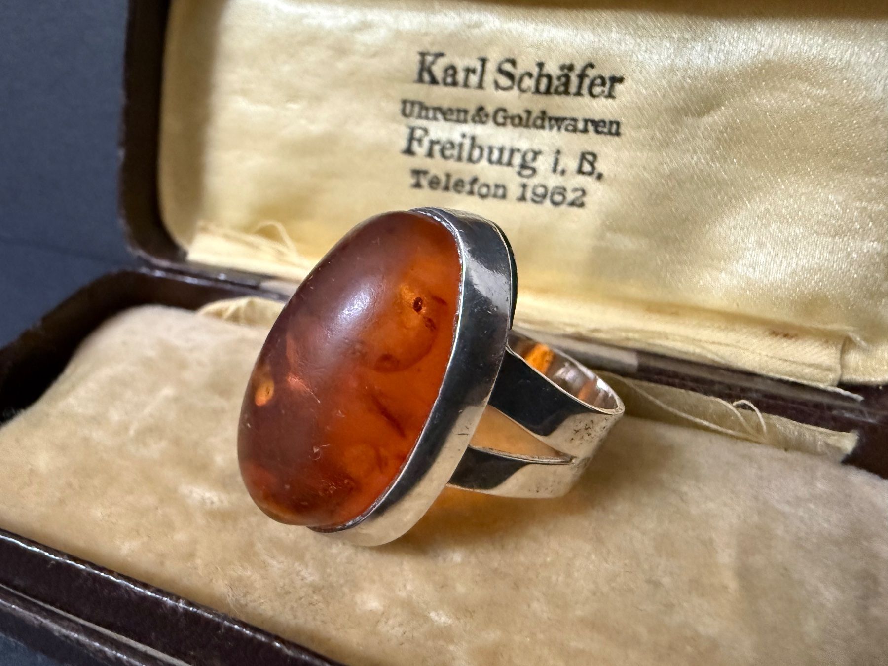 Bagues: Antiker Silber Ring mit Bernstein 800 – D'occasion à Spiegel b. Bern par Rogger72 1