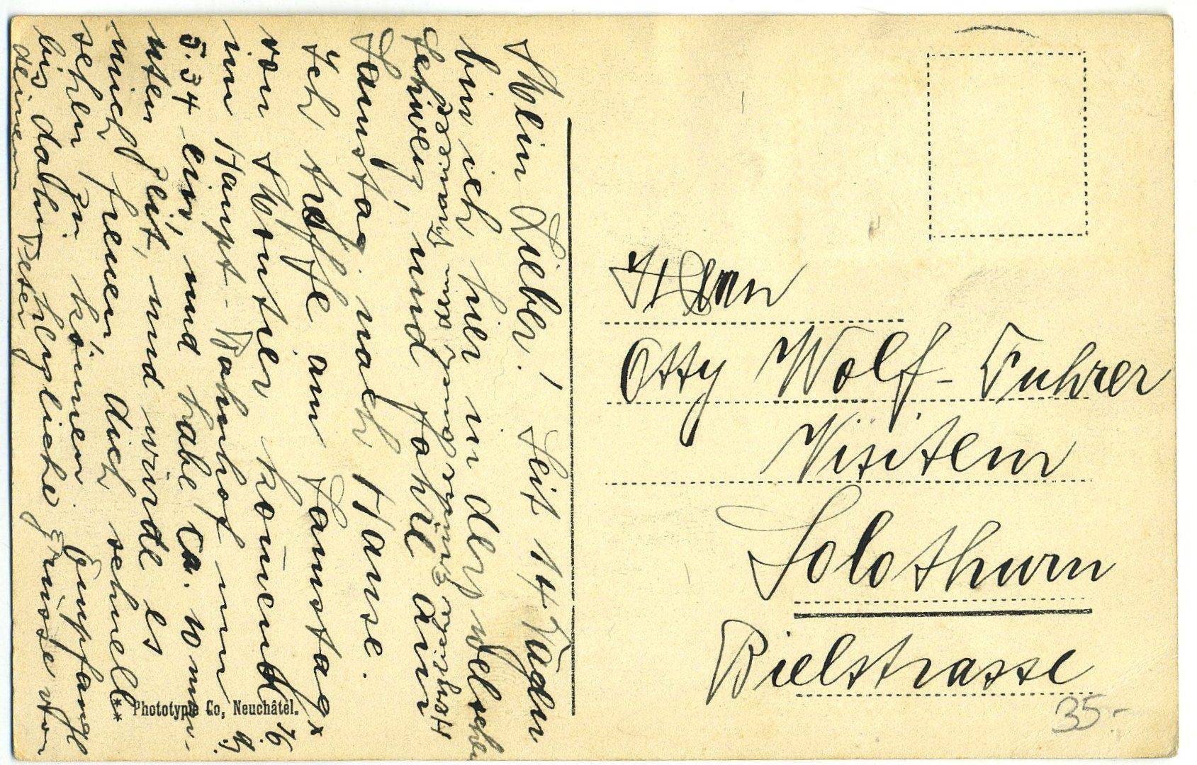 Ansichtskarten: Fleurier. Rue de l'Industrie. Vers 1910 – Gebraucht aus Versoix von HELVETICA_1 1