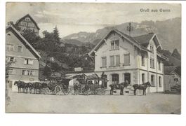 Gruss aus Gams (SG) Postkutsche vor Post-Bureau - 1914 Top !