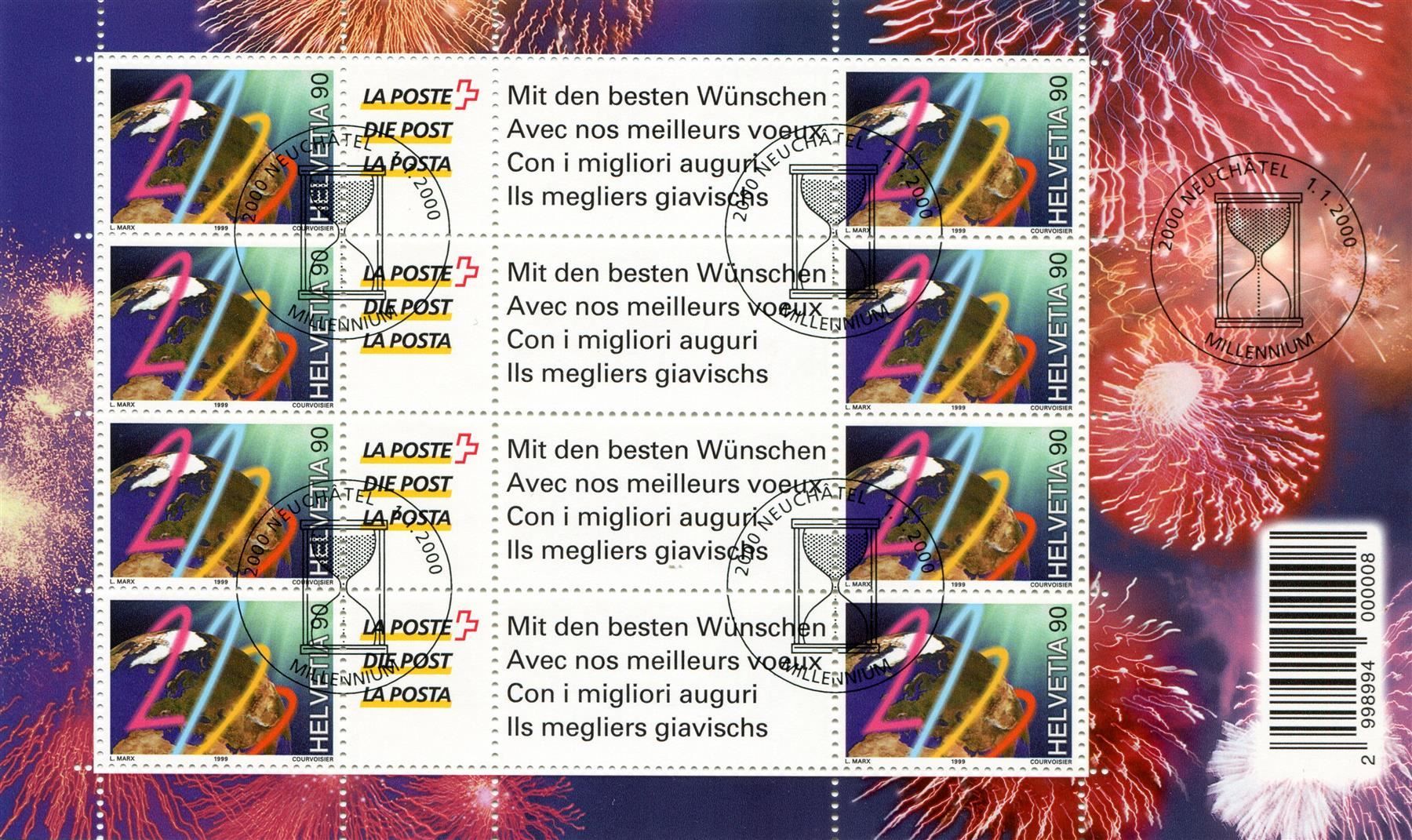 Tutti i francobolli: 1999 Nr. 985 Bogen mit Millennium O – Usato da Winterthur venduto da Kyoung