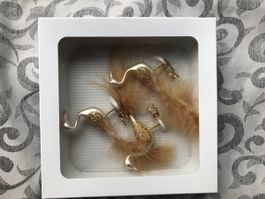 3 Stück goldener Mini-Halsvogel Christbaumschmuck