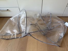 Regenschutz für Kinderwagen transparent mit Rand neu