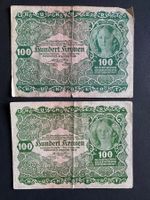 2x 100 Kronen Österreich-Ungarn Banknoten, 1922