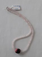 Neu und handgemacht: zarte rosa Rosenquarzkette mit Rhodonit