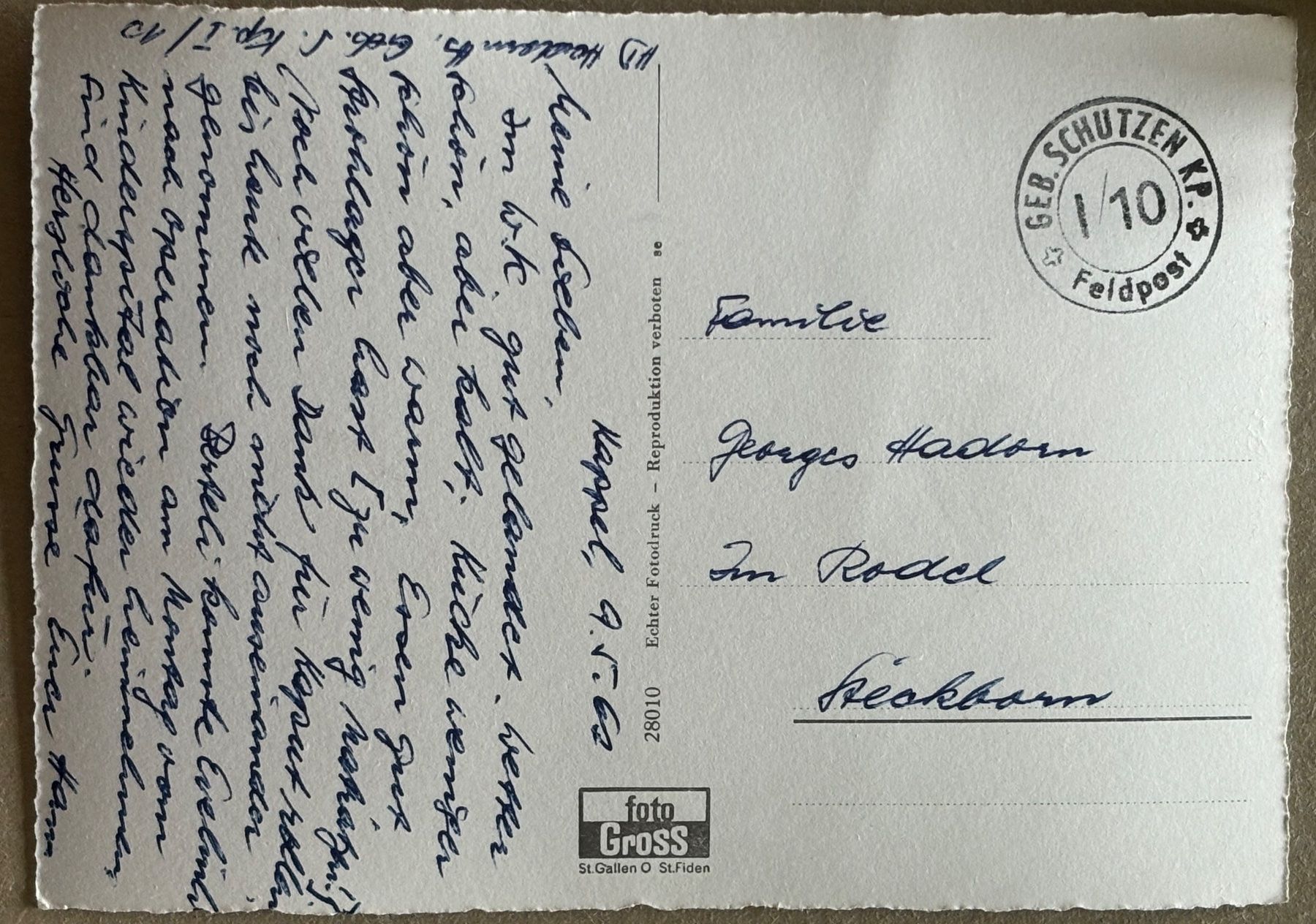 Cartoline postali: Ebnat-Kappel, 1962, Feldpost – Usato da Frauenfeld venduto da Merk52 1