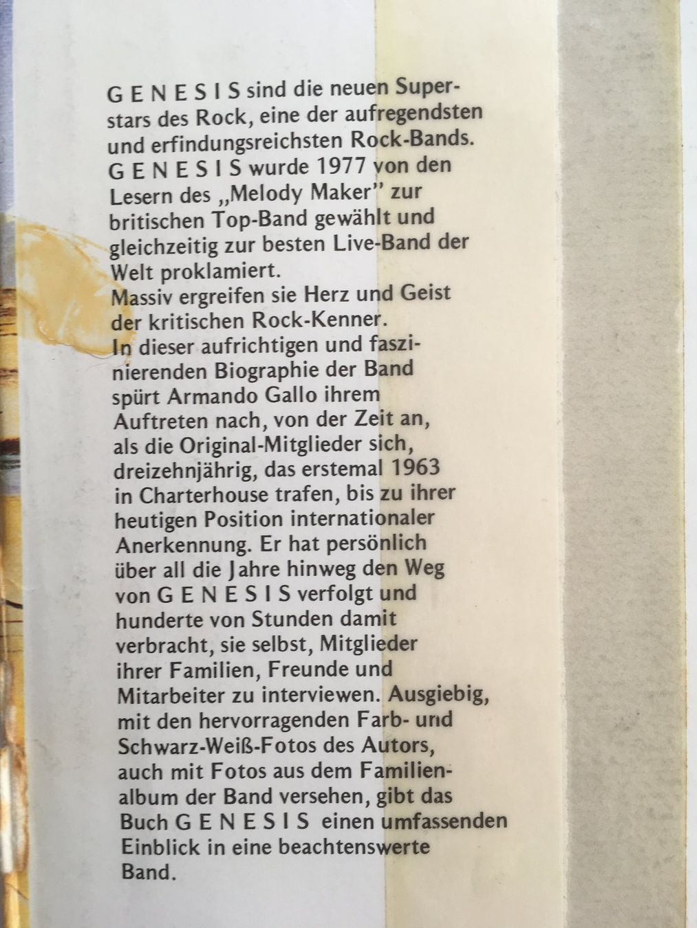 Libri: GENESIS – Armando Gallo – Usato da Grenchen venduto da Kogi7 2