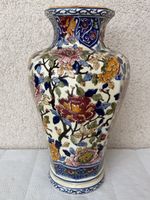 Vase en faïence Gien France décor floral peint main