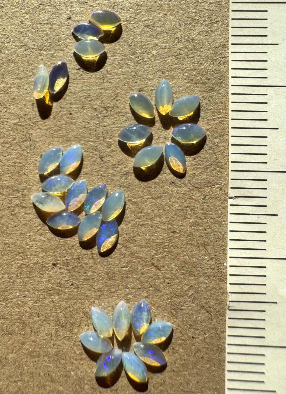 Fossili: 30 Stk  Cabochons Opal  echt!! winzig neu    2x4mm  solid – Nuovo e nell'imballaggio originale da Leuggern venduto da gemshow 8