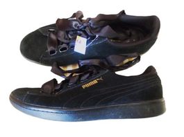 Gr. 37 PUMA Wildleder Sneaker schwarz breite Schnürrsenkel