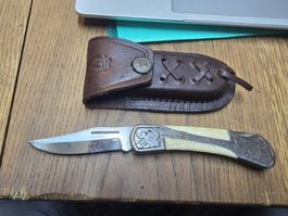 Taschenmesser mit Lederetui Verziert 