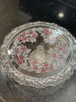 Plateau à gâteau en verre, motif fruits rouges