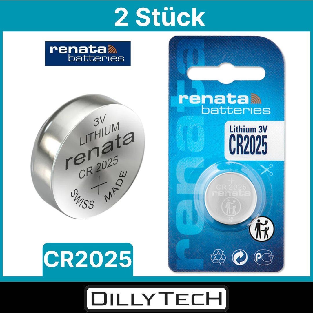 Caricatori & Batterie: Renata CR2025 Lithium Knopfzellenbatterie - 2 Stk. – Nuovo e nell'imballaggio originale da Meilen venduto da DillyTecH
