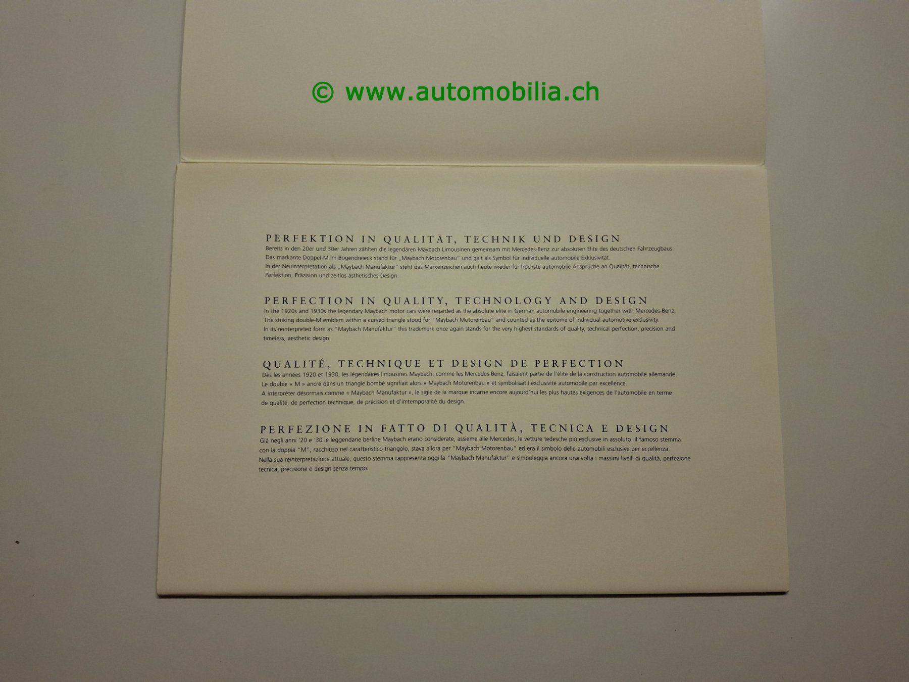 Maybach Documenti: Maybach 57 Prospektmappe 2004 mit 3 Bilder – Usato da Weingarten-Kalth venduto da Bettelbruenneli 1