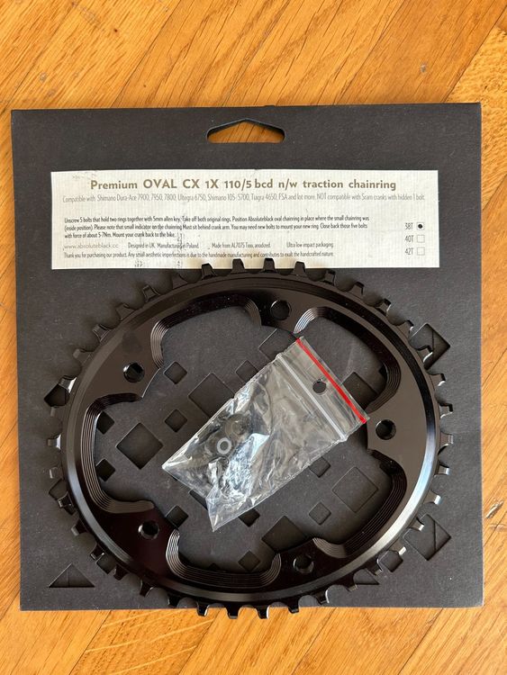 Corona Ovale AbsoluteBLACK Shimano Premium – Alluminio 7075, 34-53 Denti, Per Guarniture Shimano Dura-Ace E Ultegra