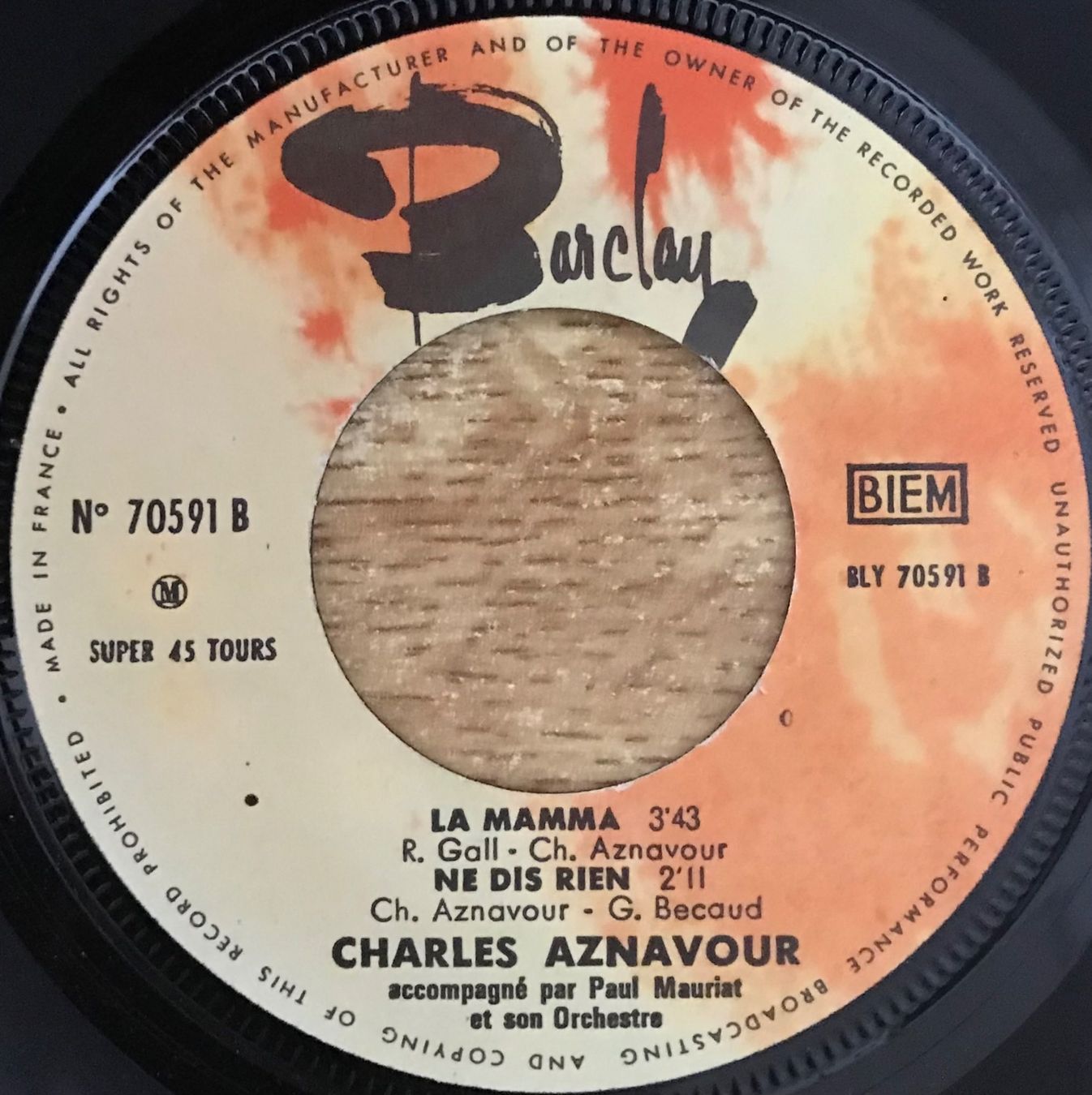 Dischi in vinile: CHARLES AZNAVOUR - SYLVIE – Usato da Bussigny venduto da vinyl-pas-cher 3
