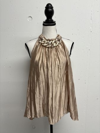 Zara Oberteil Gr. XL Gold Neckholder beige