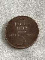 DDR 5 Mark Münze, 20 Jahre DDR, Jahrgang 1969, Top Zustand