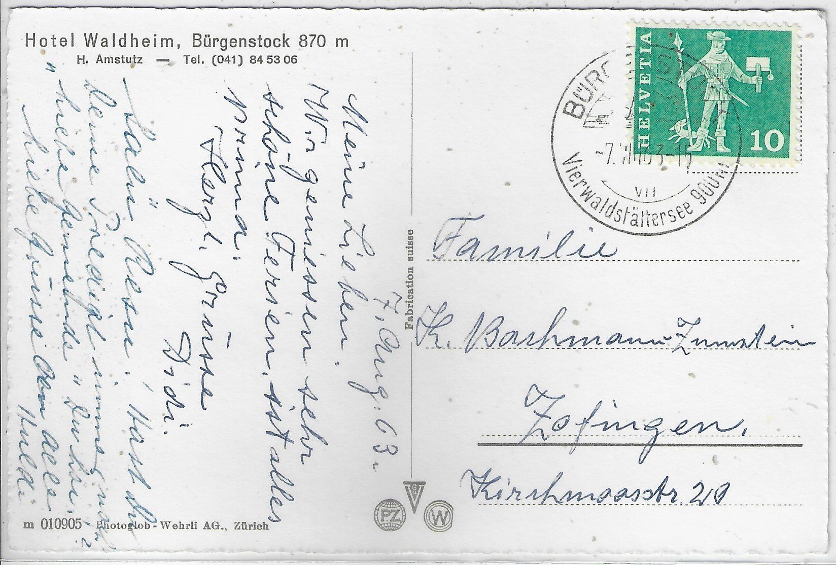 Cartoline postali: Hotel Waldheim - Bürgenstock – Usato da Ettingen venduto da Kartenplanet 1