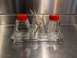 Art Deco Set Salz und Pfeffer Streuer Glas