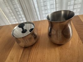Milchkännchen und Zuckerdose Alessi Naoto Fukasawa Edelstahl